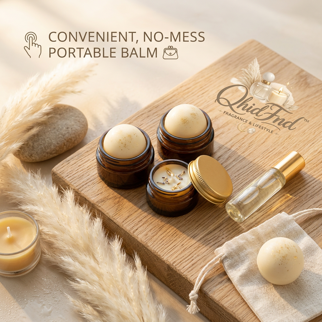 QhidFnd™ Portable Solid Perfume Balm & Roll-On Fragrance Oil Travel Set - Mess-Free Long-Lasting Body Wax Balm in Amber Jars, All-Natural Botanical Aromatherapy Gift Set for Purse & Pocket